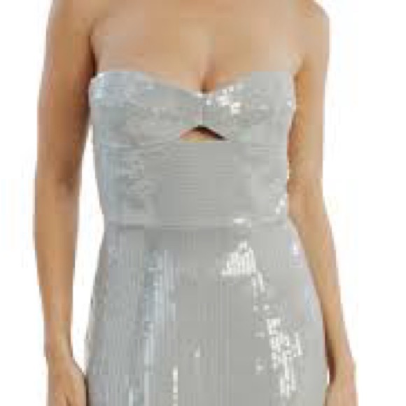 Bardot Shimmering Cutout Silver Strapless Dress Size XXL - Picture 7 of 9